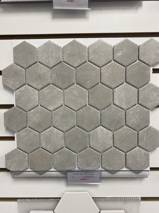 Stone Grey Hexagon 2”