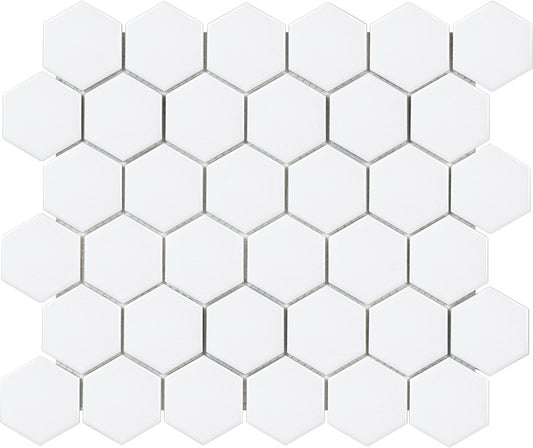 White Hexagon Matte 2”