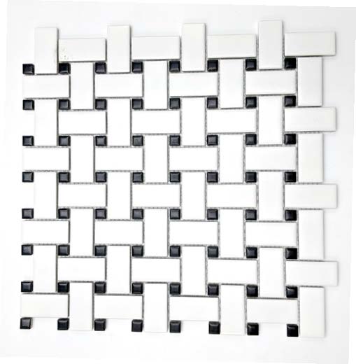 Porcelain Basketweave Grey Dots Porcelain Basketweave Mosaic