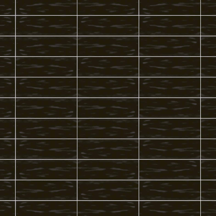 Basato Nero Wavy Ceramic Subway Wall Tile 4x12