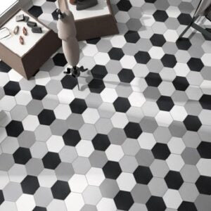 Sarana Hex Black Porcelain Wall Tile 25x25cm