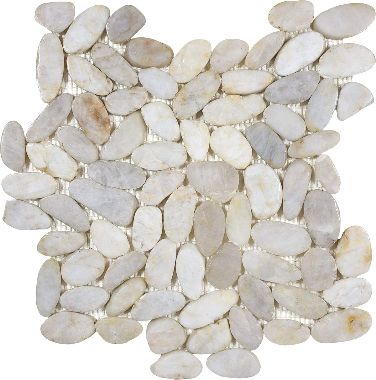 Flat Pebbles Fiji Cream Polished Natural Stone Tile