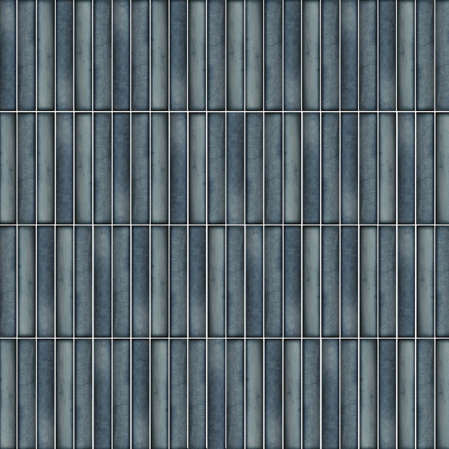 Kanji Sea Blue Glossy Brick Porcelain Wall Tile