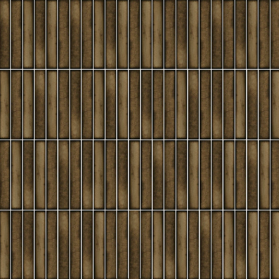 Kanji Walnut Glossy Brick Porcelain Wall Tile