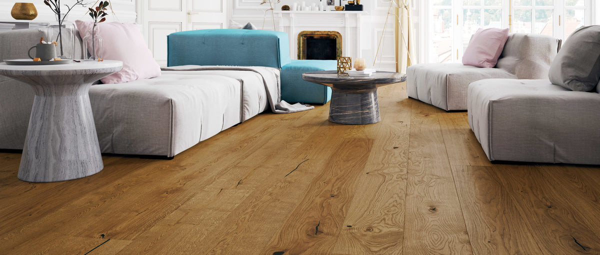 Memoirs Wolfe European oak engineered hardwood room scene
