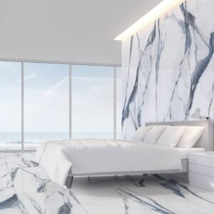 Sarana Ek Oceanic Calacatta White Porcelain Tile 9.9x30.2cm - Sarana Tile