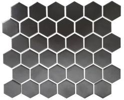 MH Hexagon Large Black Hex Porcelain Hexagon Mosaic