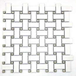 Porcelain Basketweave Grey Dots Porcelain Basketweave Mosaic