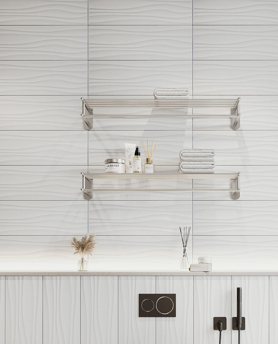 New Laguna Arctic White 8x24 3D Wave Matte Wall Tile
