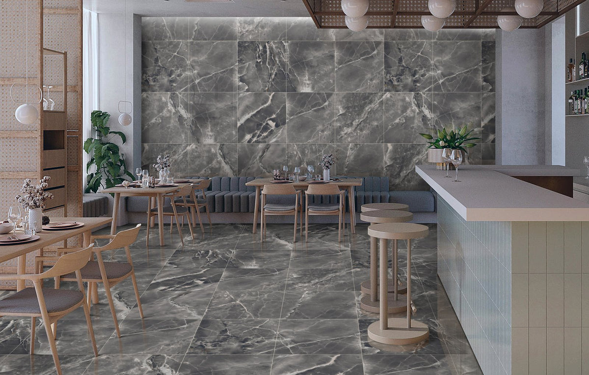 Olympia Onyx Grey 24x48 Polished Porcelain Tile