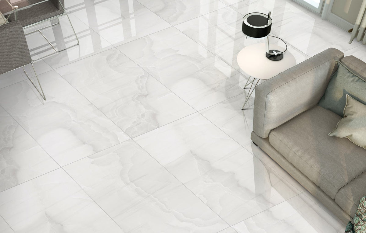 Olympia Onyx Silver 24x48 Polished Porcelain Tile