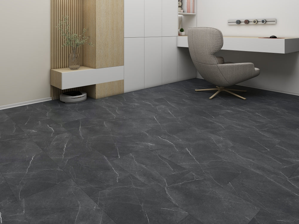 NAF Aqua Tile 7mm Vinyl Tile Flooring - Onyx