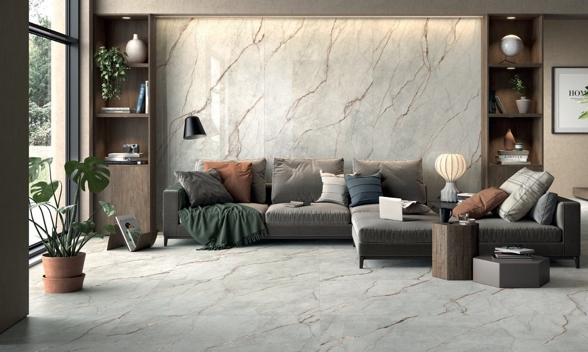 Olympia The Room Grey Roots 24x48 Polished Porcelain Tile