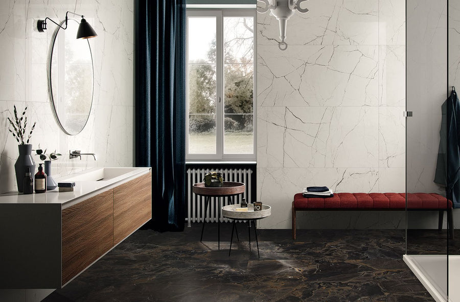 The Room Statuario Veina Picolo 24x48 Polished Porcelain Tile