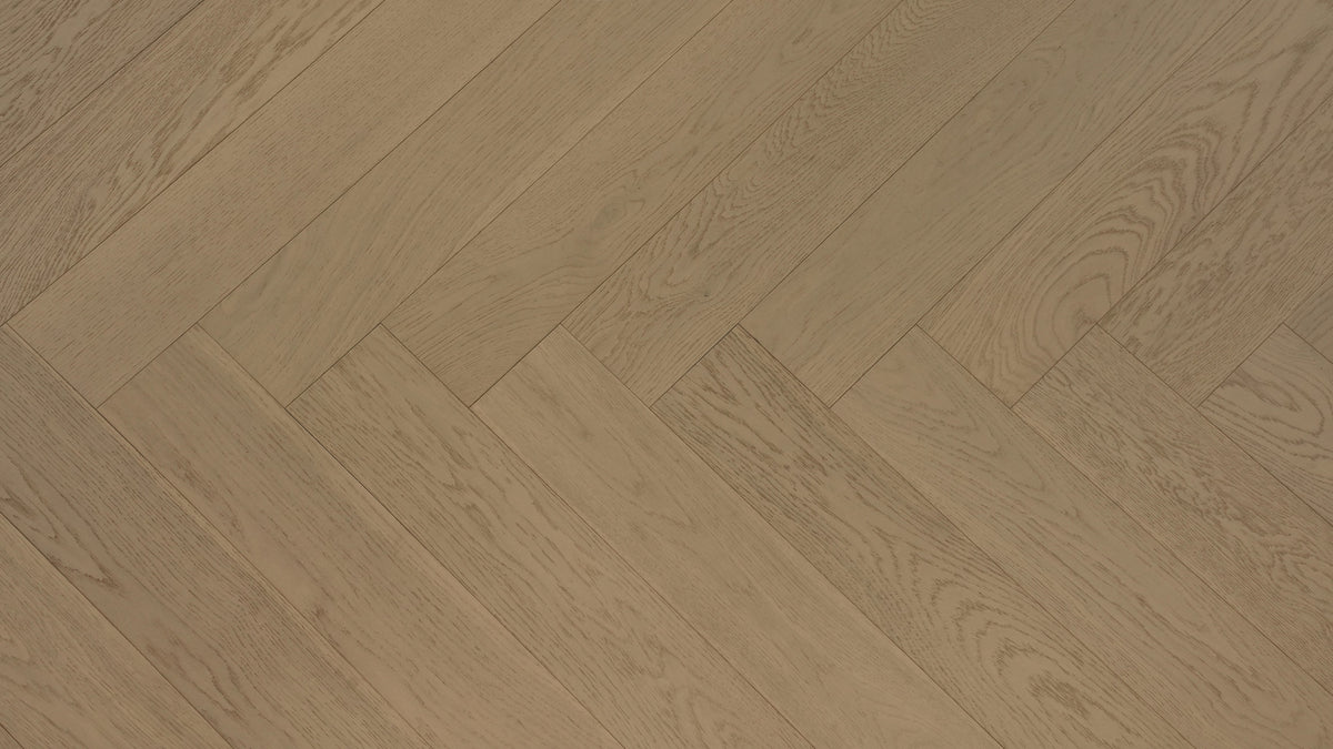 Grandeur Herringbone Tundra White Oak engineered hardwood