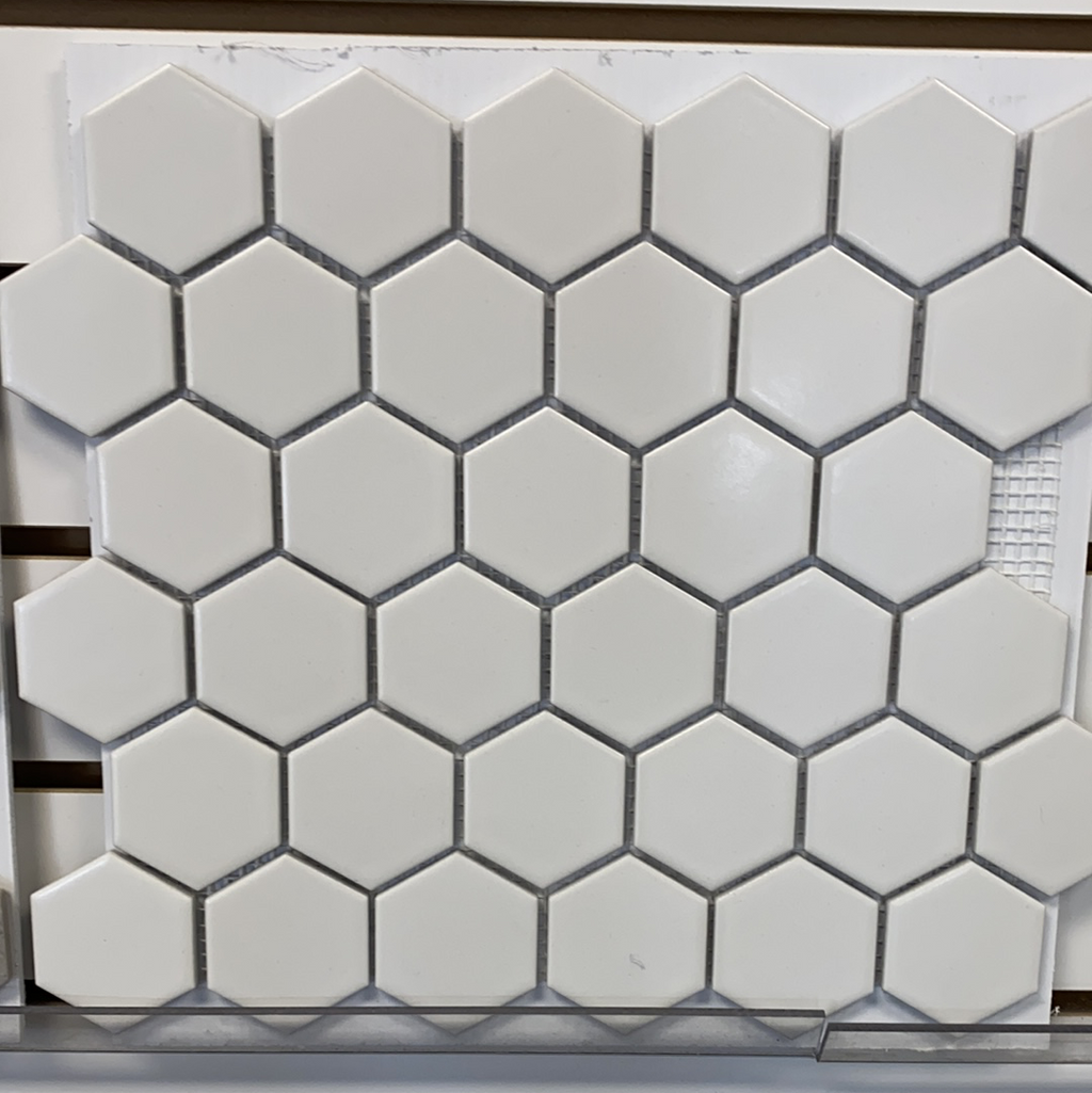 White Hexagon Matte 2”