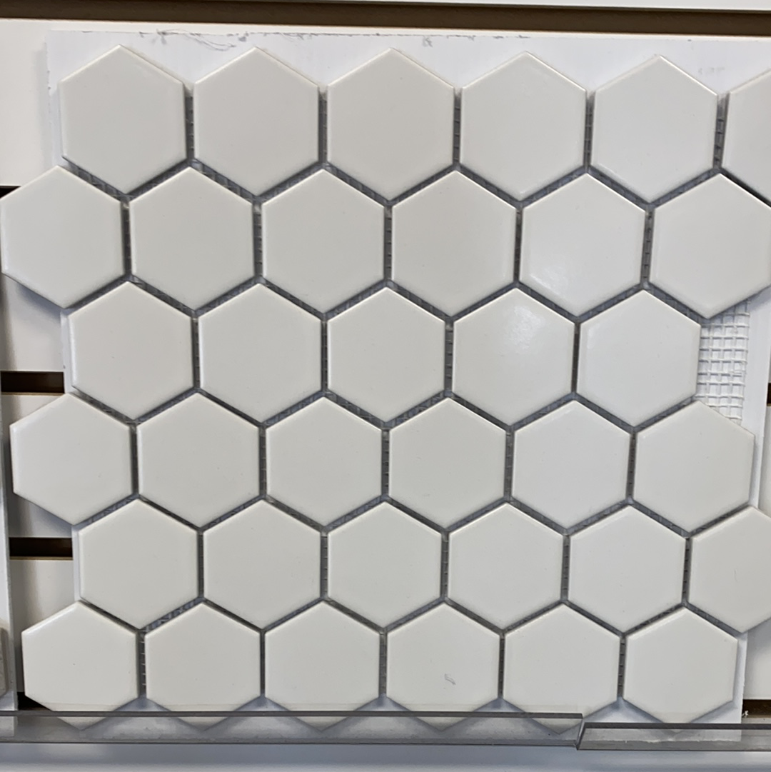 White Hexagon Matte 2”