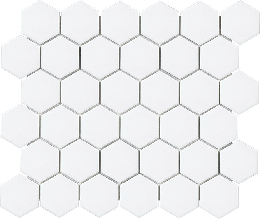 White Hexagon Matte 2”