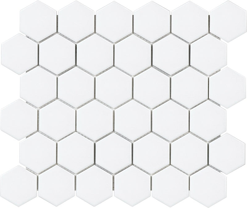 White Hexagon Matte 2”